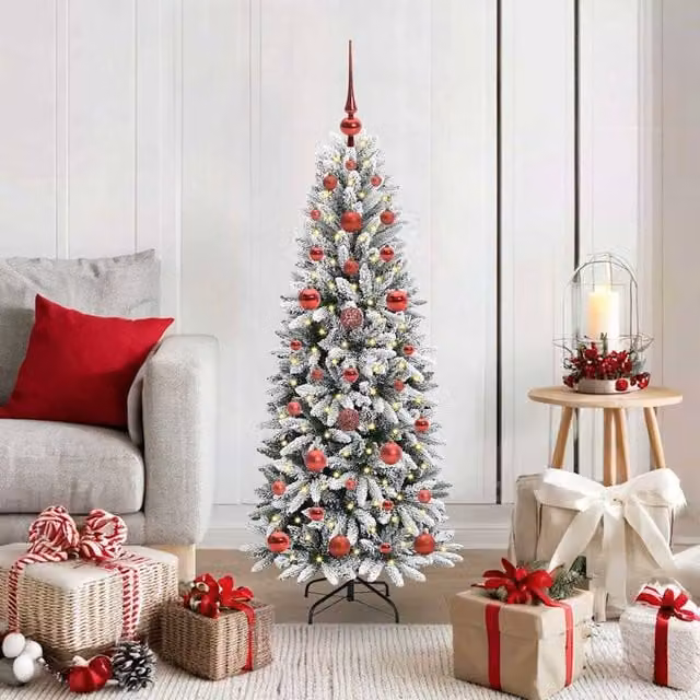 Berkfield Home Artificial Green Christmas Tree with 150 White LEDs, H 120 x W 53 x D 53 cm