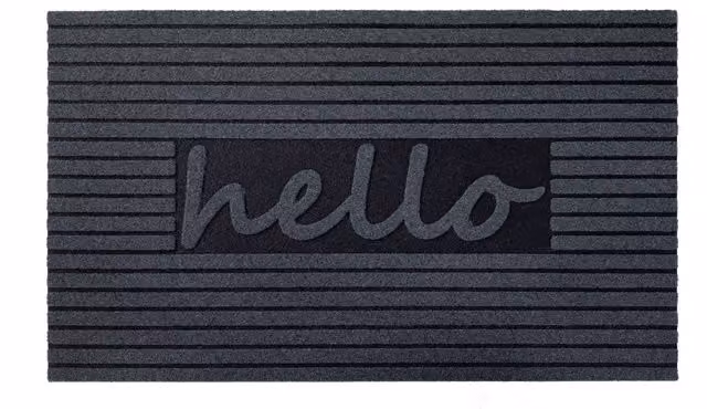 Nicoman Embossed Hello Rubber Indoor and Outdoor Door Mat, Grey, W: 75 cm, D: 45 cm, H: 0.8 cm – 4
