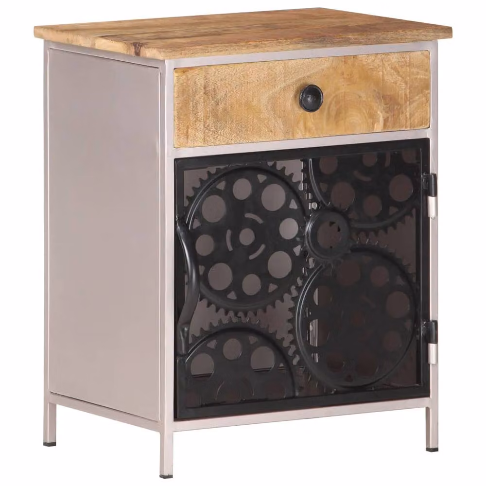 Berkfield Home Rustic Brown Rough Mango Wood Bedside Cabinet W/D/H: 40 x 30 x 50 cm – 2