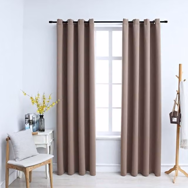 Berkfield Home Blackout Curtains with Eyelets, 2 Pack, Taupe, W: 140 cm, H: 175 cm