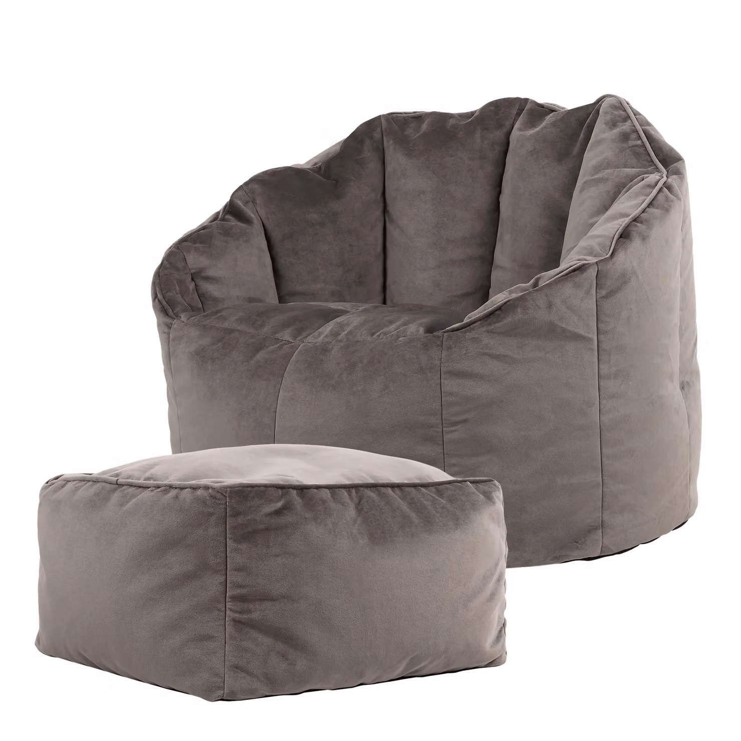 ICON Sirena Scallop Chair, Bean Bag and Footstool in Charcoal Grey Velvet – 4