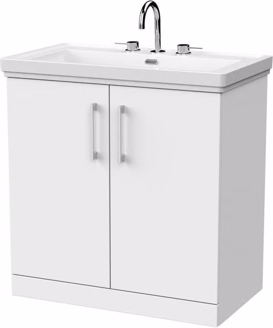 Balterley Pershall 2 Door Freestanding Vanity Unit and Fireclay Basin in Matt White, Width: 80 cm