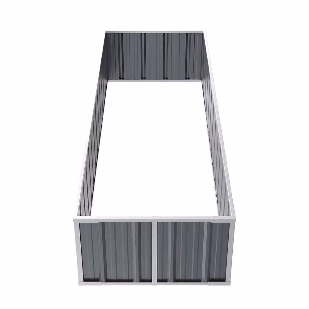 FLAVORA Grey Galvanised Steel Raised Garden Bed W: 240 cm, D: 80 cm, H: 45 cm – 3