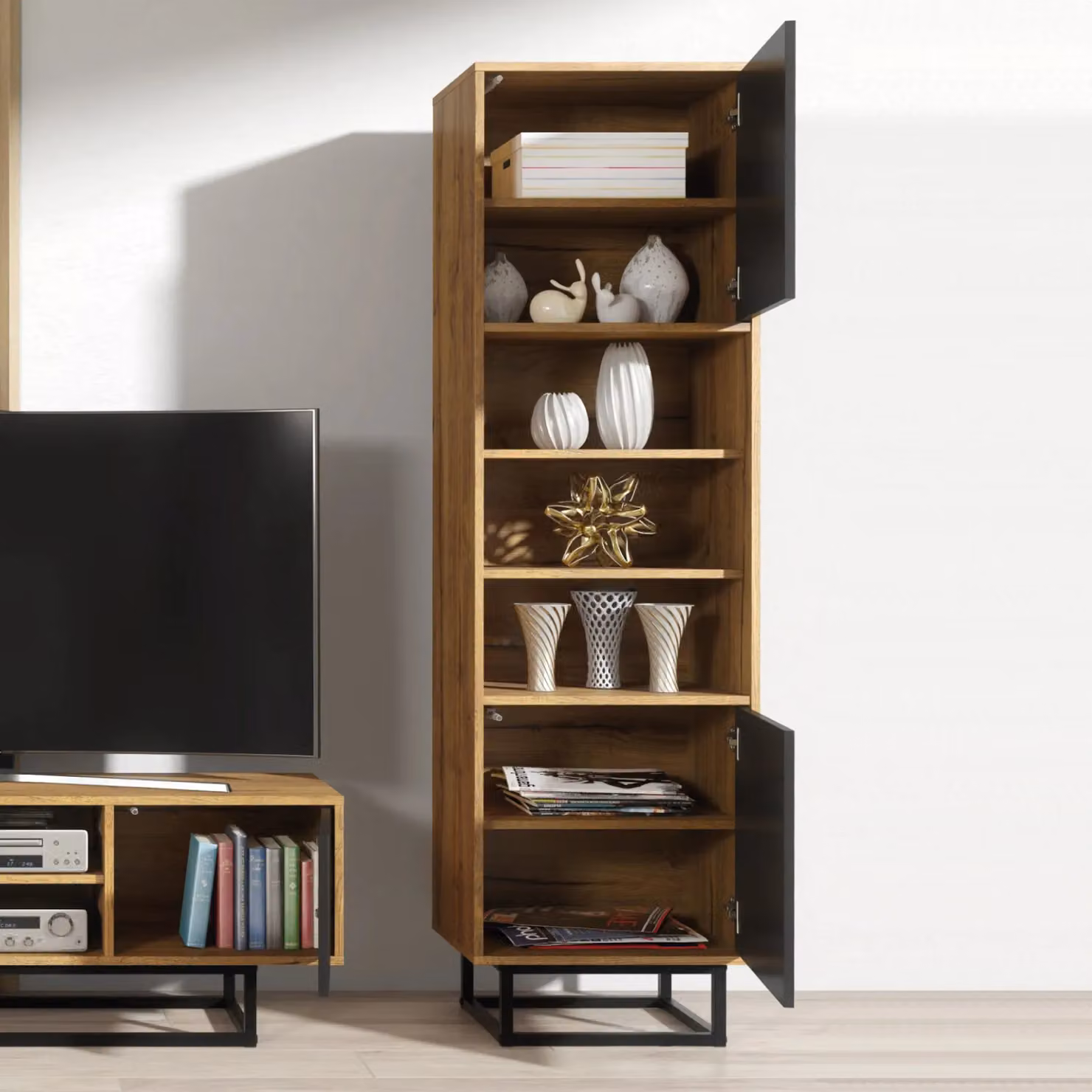 Creative Furniture Loft Display Cabinet in Oak and Black Matt – 5