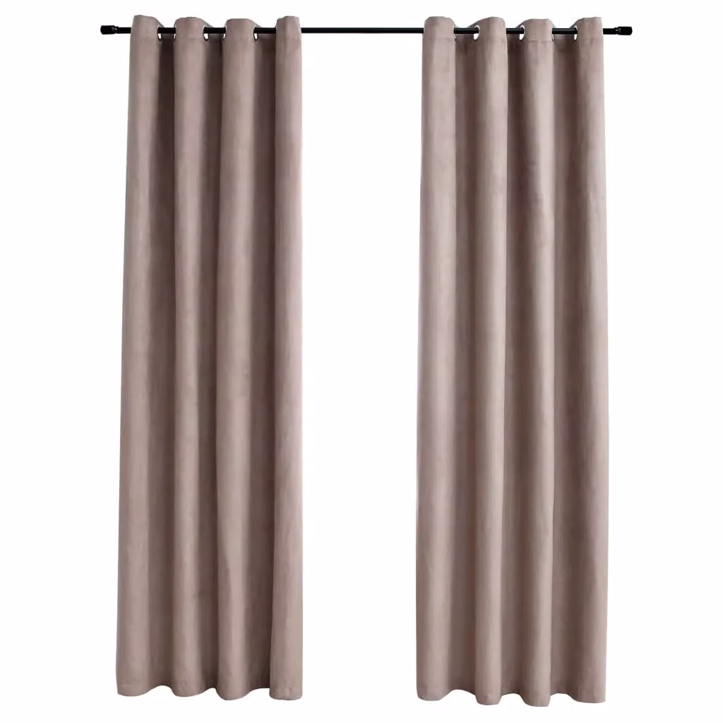 Berkfield Home Blackout Curtains with Eyelets, 2 Pack, Taupe, W: 140 cm, H: 175 cm – 2