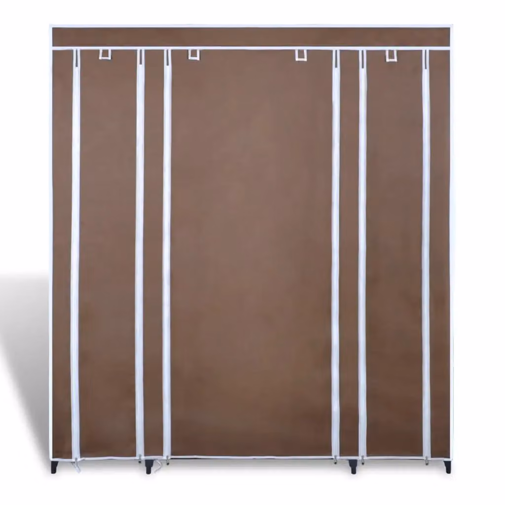 Berkfield Home Fabric Wardrobe with Hanging Rod and Internal Shelves, Brown, W/D/H: 45 x 45 x 176 cm – 2