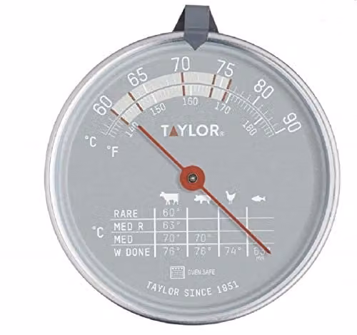 Taylor Pro Leave-In Meat Thermometer Probe in Silver with Meat and Fish Chart, W/D/H: 13 x 7.5 x 6 cm – 1