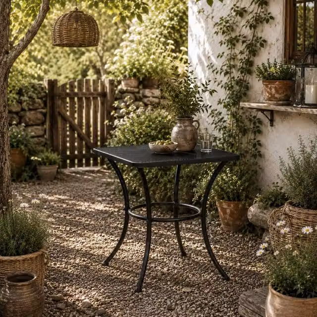 Wyld Haus Aritte Modern Black Matt Metal Square Outdoor Bistro Table W/D/H: 45 x 45 x 50 cm – 1