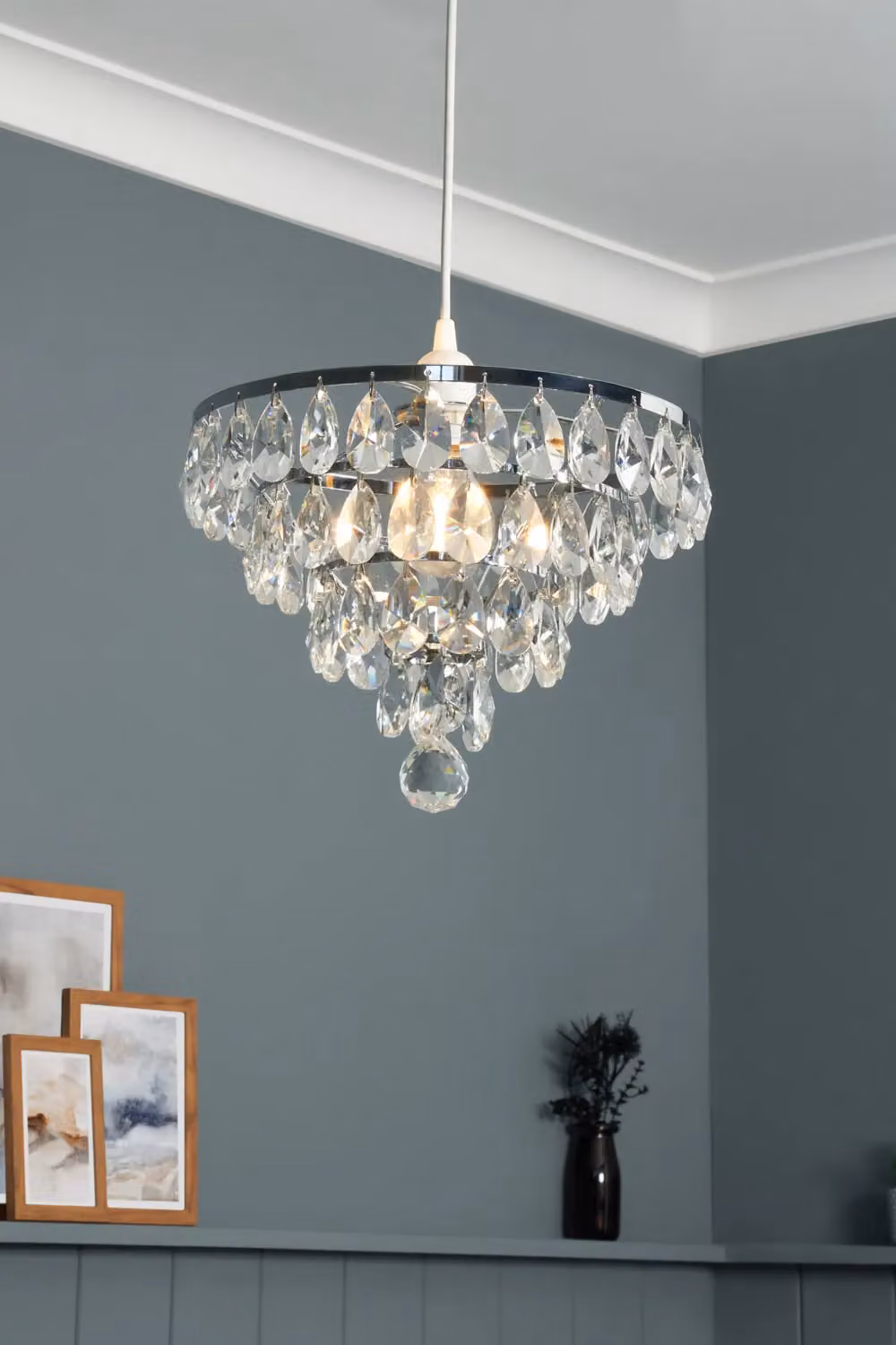 BHS Lighting Elsa Easy Fit Vintage Light Shade in Silver and Chrome with Crystal Details – 2
