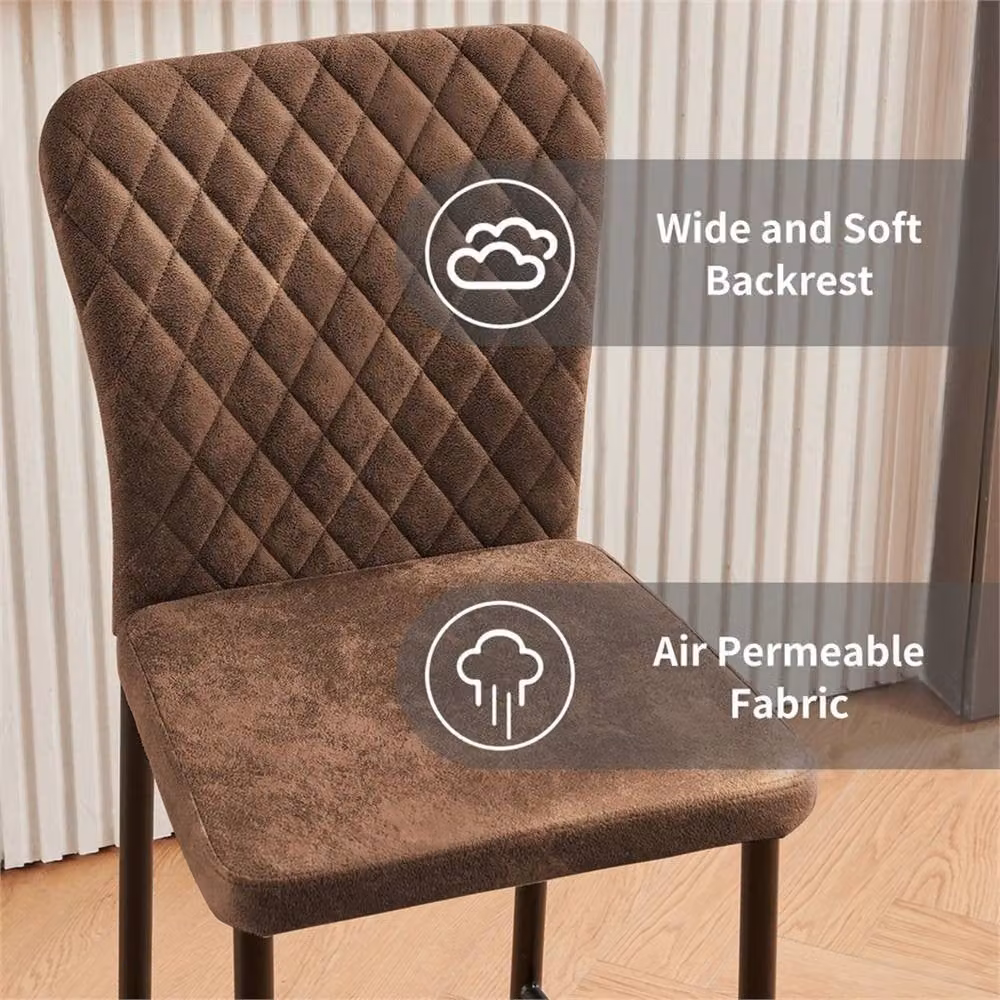 FORGEVIO Modern Faux Suede Bar Stools, Set of 4, Brown – 3