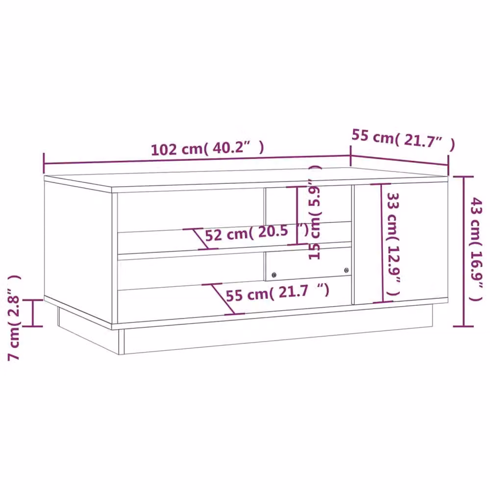 Berkfield Home Modern Black Rectangular Coffee Table in Engineered Wood W/D/H: 102 x 55 x 43 cm – 5