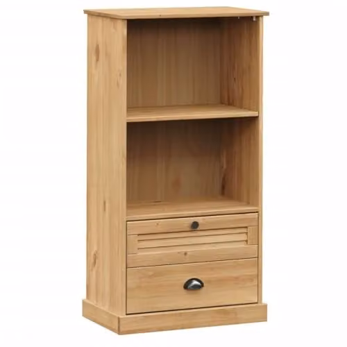 vidaXL VIGO Bookcase in Brown Waxed Solid Pine Wood and Metal, W/D/H: 60.0 x 35.0 x 114.5 cm – 1