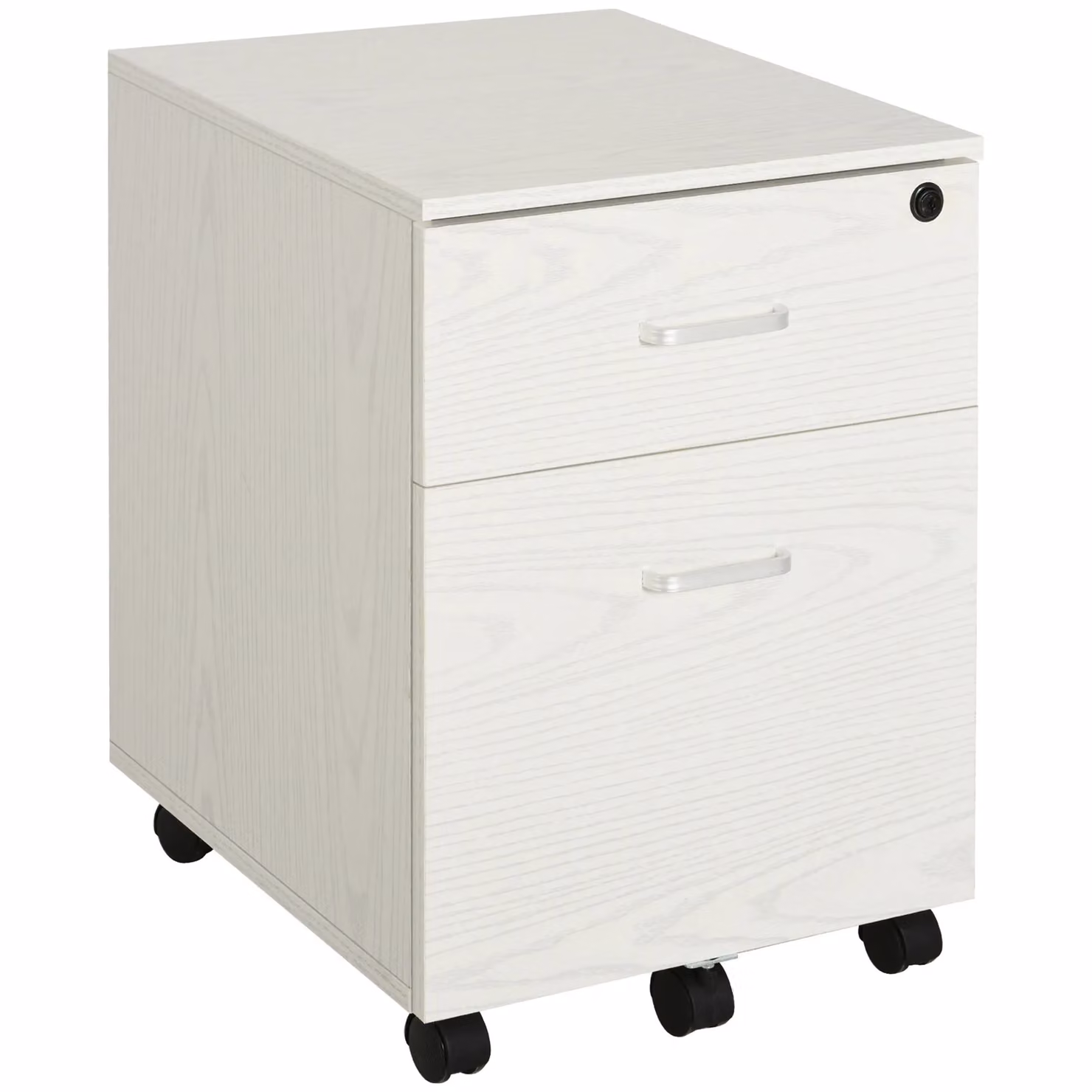 VINSETTO 2-Drawer Locking Office Filing Cabinet with Castors in White – 2