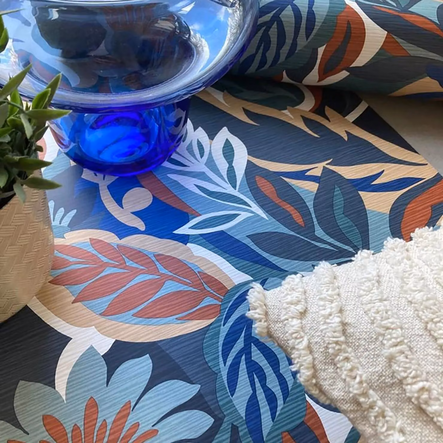 Belgravia Blue Botanical Art Nouveau Floral Leaf Wallpaper Roll – 2