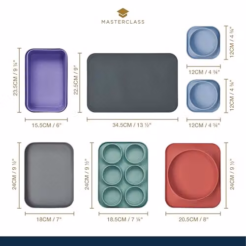 MasterClass 7 Piece Multicolour Silicone Non-Stick Baking and Roasting Set – 2
