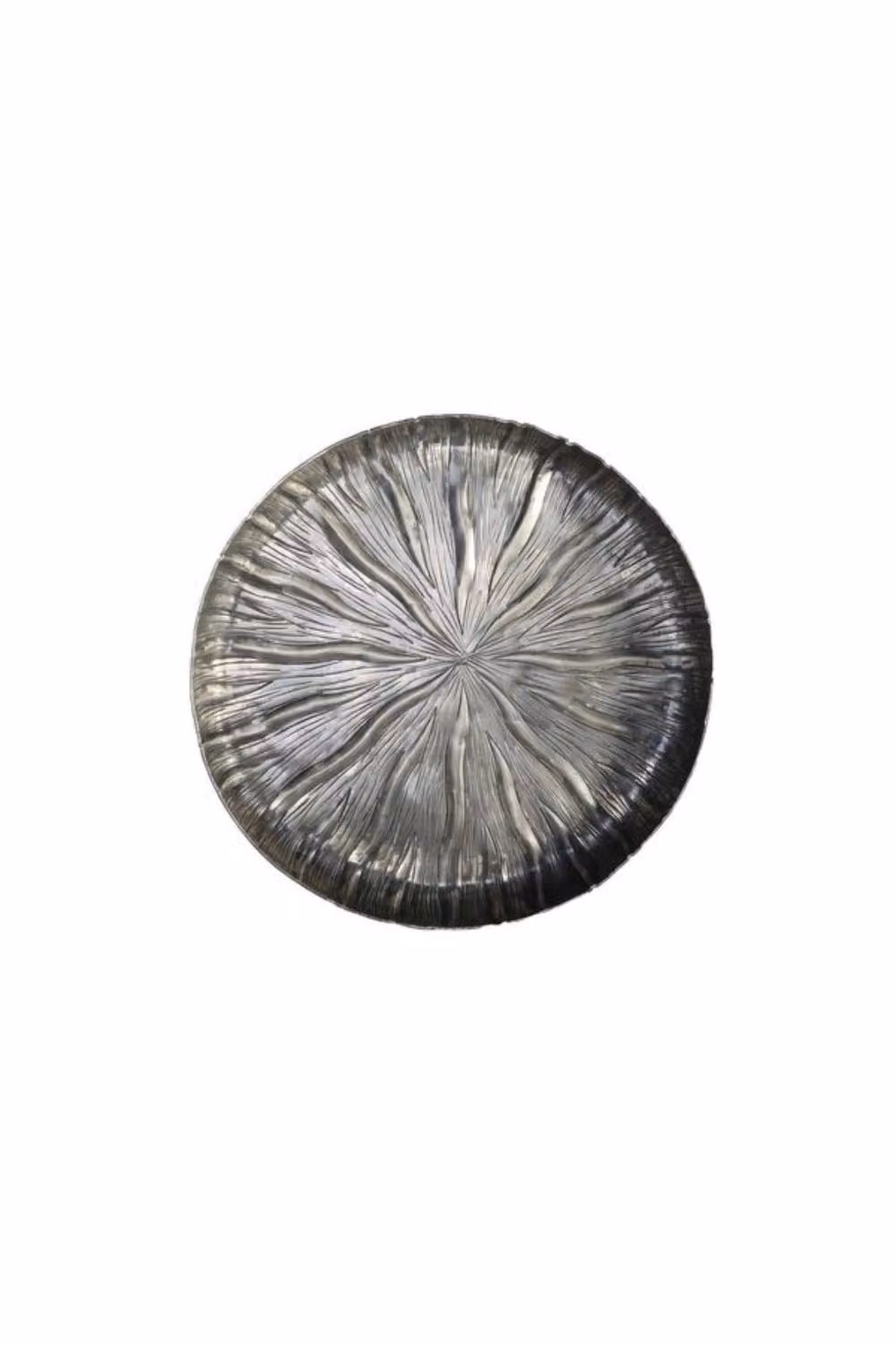 KDMD Antique Silver Eros Lily Round Metal Plate, Dia: 34 cm – 2