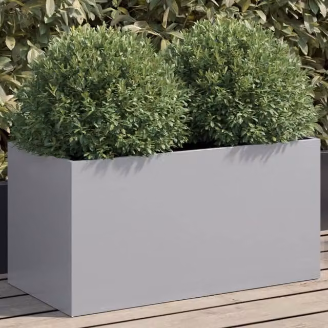 Berkfield Home Silver Galvanised Steel Planter Tub W: 62 cm, D: 30 cm, H: 29 cm – 1
