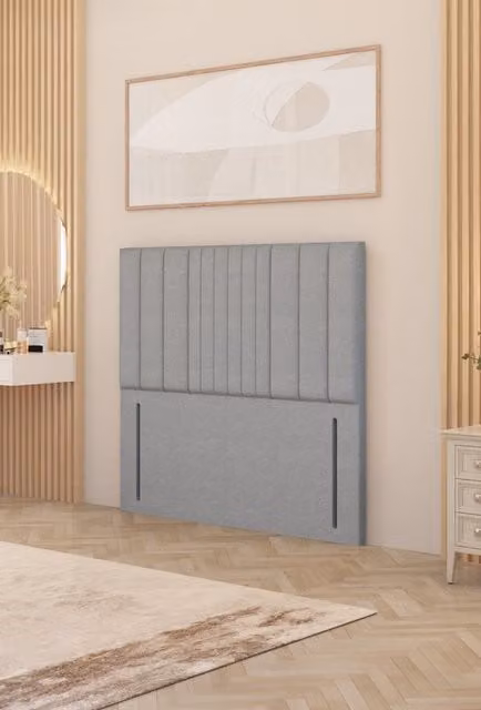 Somnior Alexas Floor Standing Headboard in Light Grey Linen Fabric, Small Single