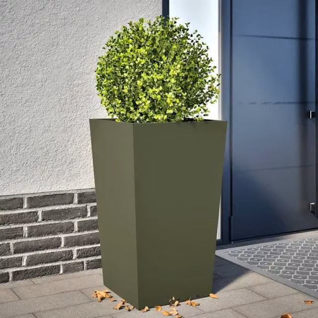 Berkfield Home Steel Garden Planter Tub, Green, H 75 cm x W 45 cm x D 45 cm