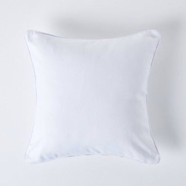 Homescapes Plain Cotton Square Cushion Cover, White, W/D/H: 30 x 30 x 1 cm