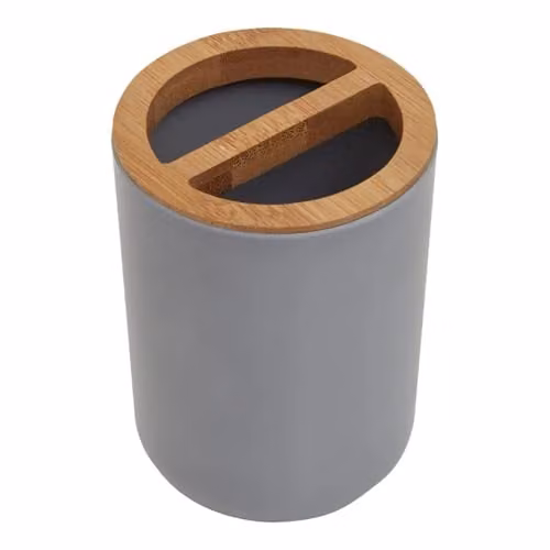 Orsina Modern Bamboo Toothbrush Holder and Tumbler in Black and Grey – 1