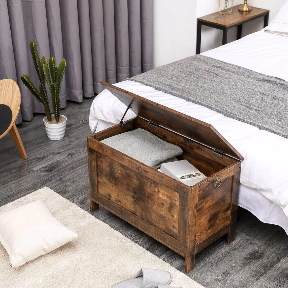 FORGEVIO Rustic Brown Wood Storage Chest Trunk, W/D/H: 75 x 40 x 50 cm – 2