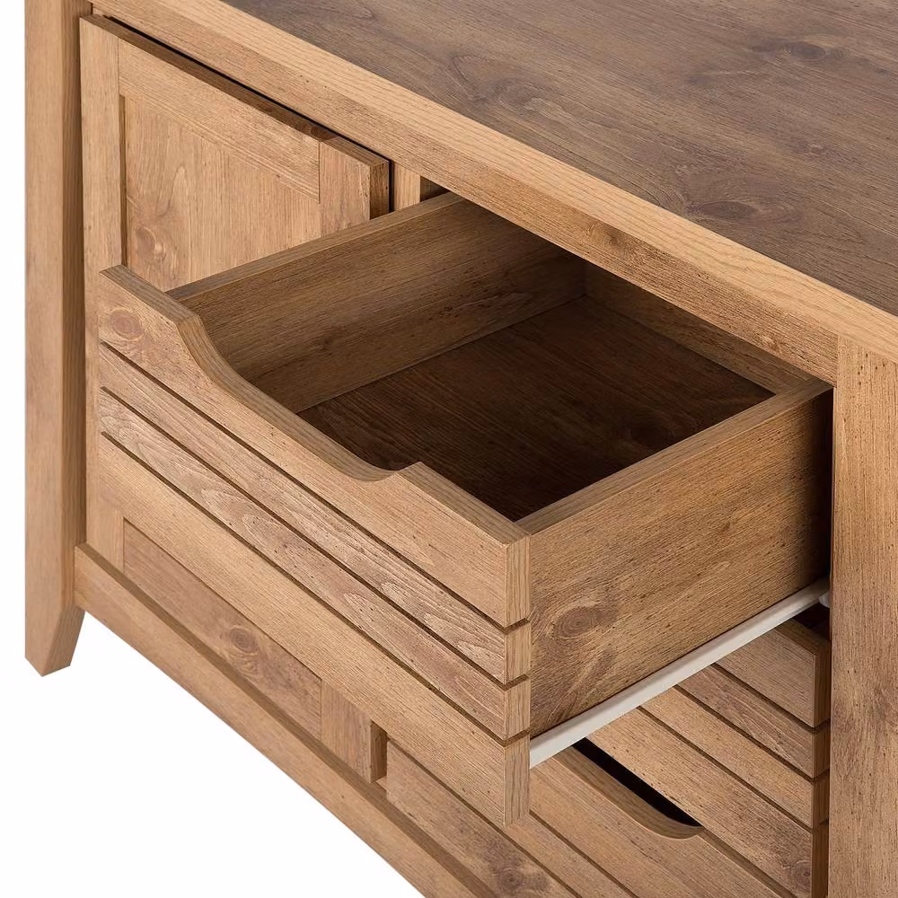 Wyld and Coco Rustic Brown Wood Sideboard with 3 Drawers, W/D/H: 99 x 43 x 80 cm – 3