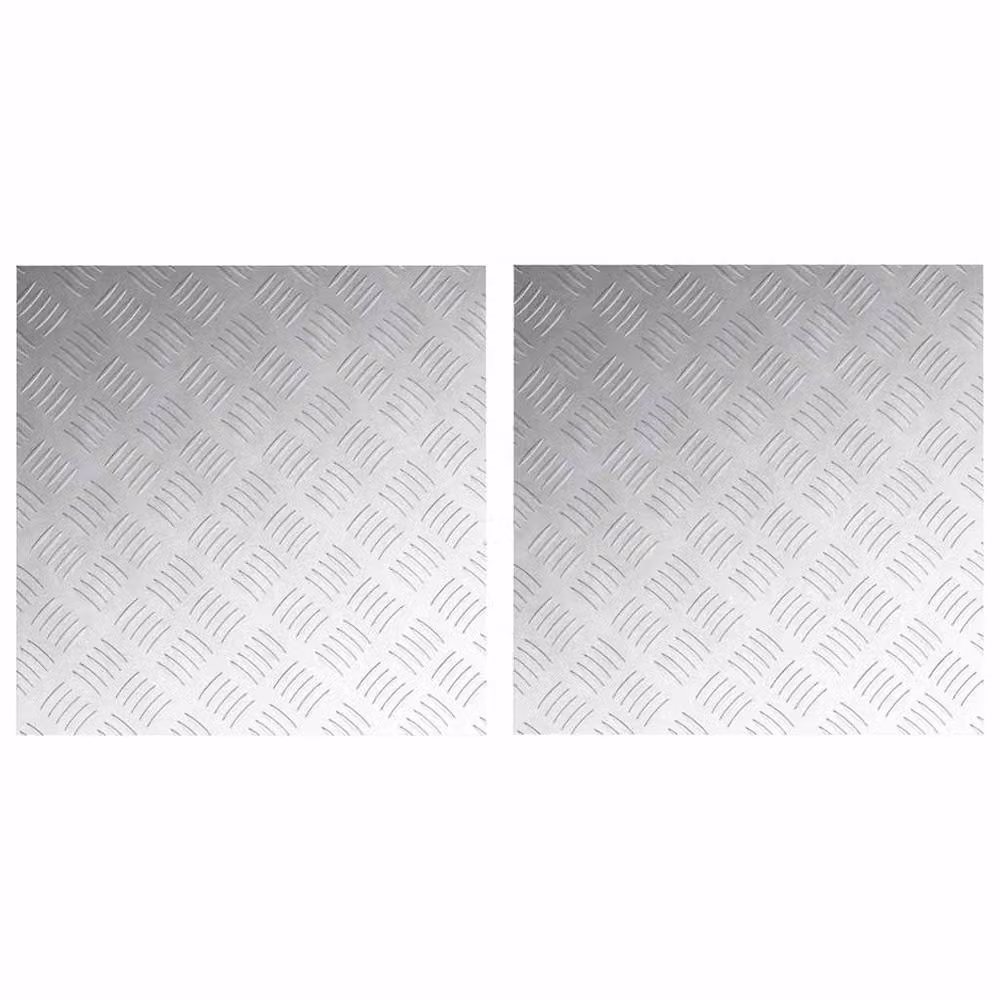 Berkfield Home Silver Aluminum Checker Plates with Non-Slip Natural Rubber Backing, W/D: 50 x 50 cm – 2