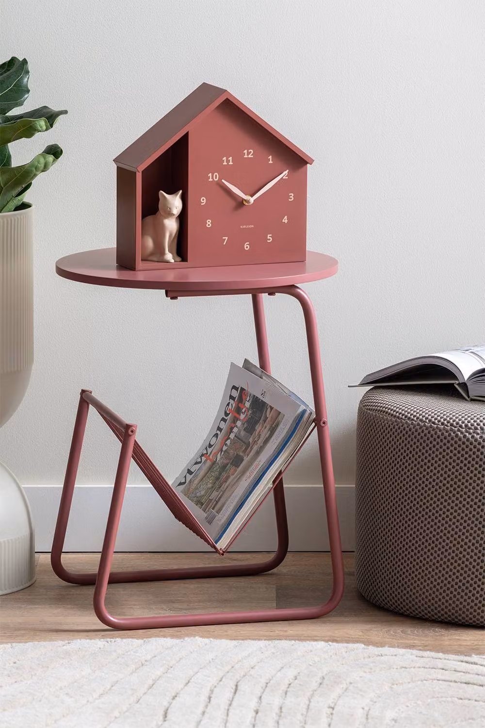 PRESENT TIME Leitmotiv Riqueza Revista Iron Side Table in Burgundy Red – 2