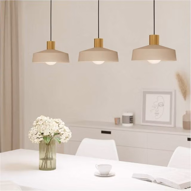 Loops Triple Pendant Light in Brushed Brass and Beige Metal for Indoor Ceilings – 1