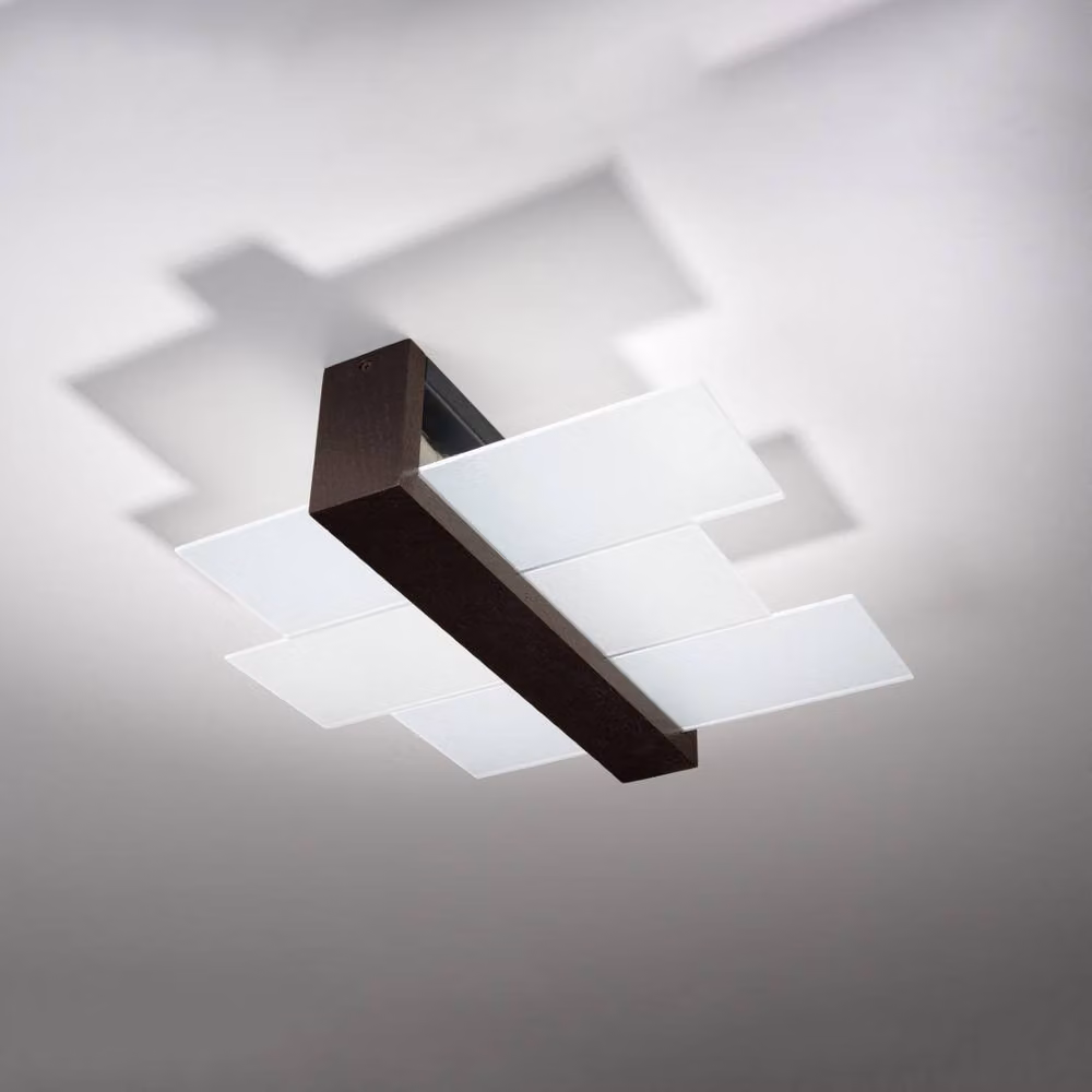 Sollux Lighting Scandinavian Rectangular Ceiling Lamp in Dark Brown, W/D/H: 43 x 43 x 12 cm – 2