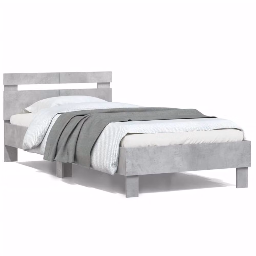 Berkfield Home Bed Frame with Headboard in Concrete Grey, W/D/H: 100 x 200 cm – 2
