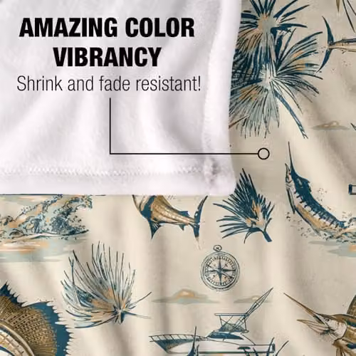 JQ Licensing Billfish Tiki Fishing Pattern 2 Super Soft Silky Touch Fleece Throw Blanket, Multicolour, W/D/H: 91 x 147 cm – 3