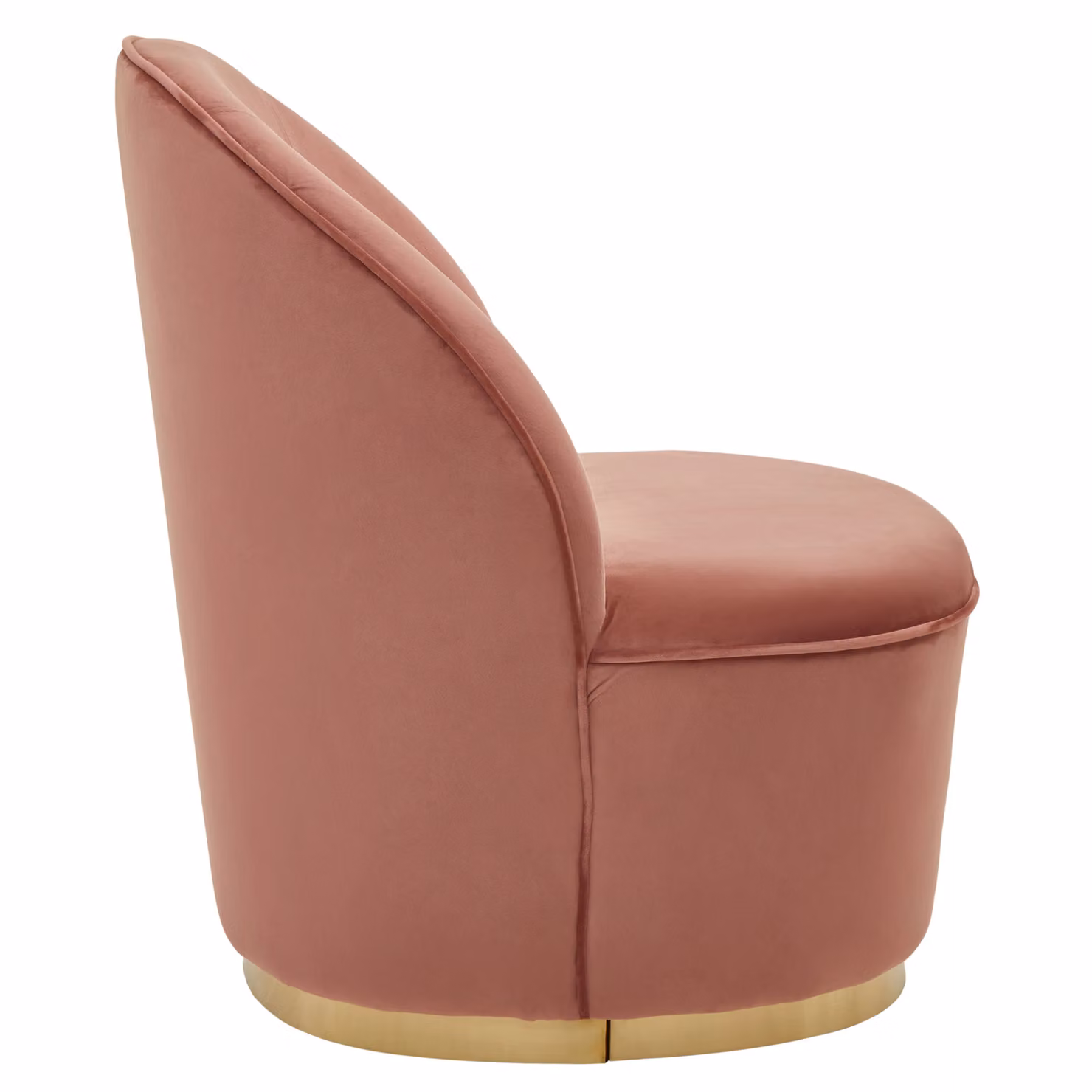 Interiors by Premier Kids Tamra Mid-century Velvet Armless Chair in Dusty Pink with Gold Metal Base, W/D/H: 57 x 57 x 68 cm – 2