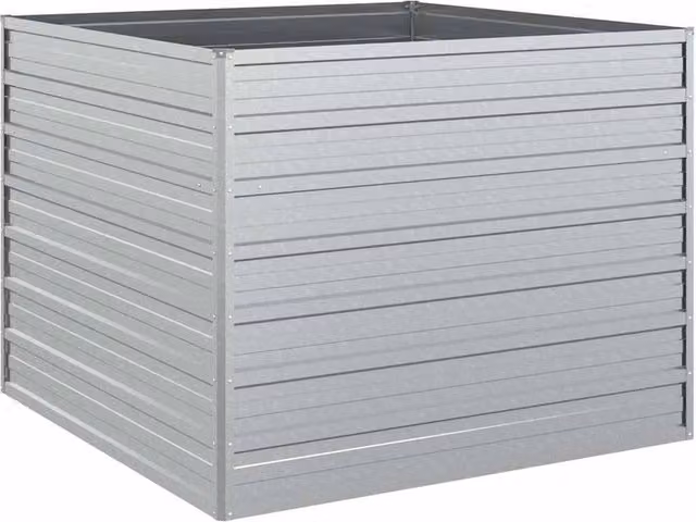 Berkfield Home Garden Galvanised Steel Raised Bed in Silver, W/D/H: 100 x 100 x 77 cm – 1