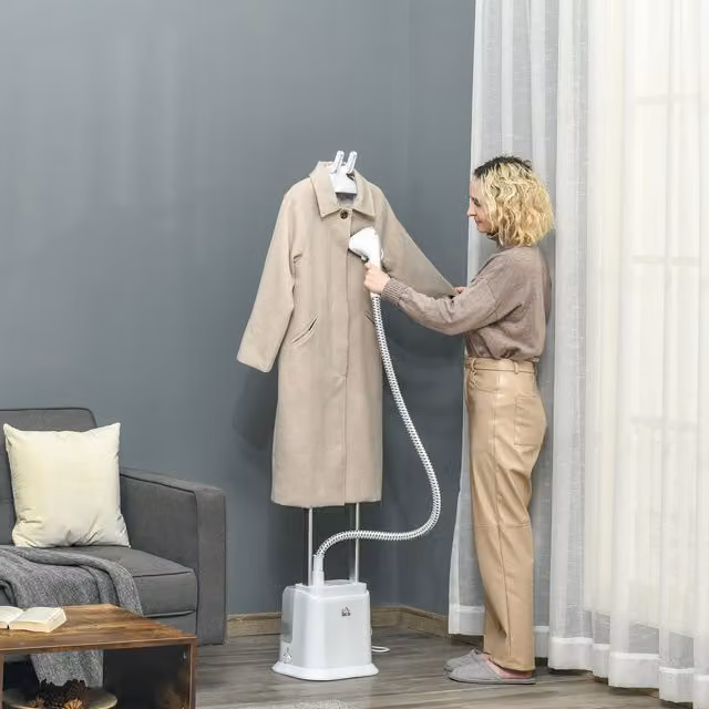 HOMCOM Upright Garment Clothes Steamer Stand in White – 2