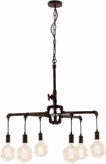 Netlighting AMARCORD Industrial 6 Light Pendant Ceiling Light in Brown, W: 71 cm, D: 58 cm – 1
