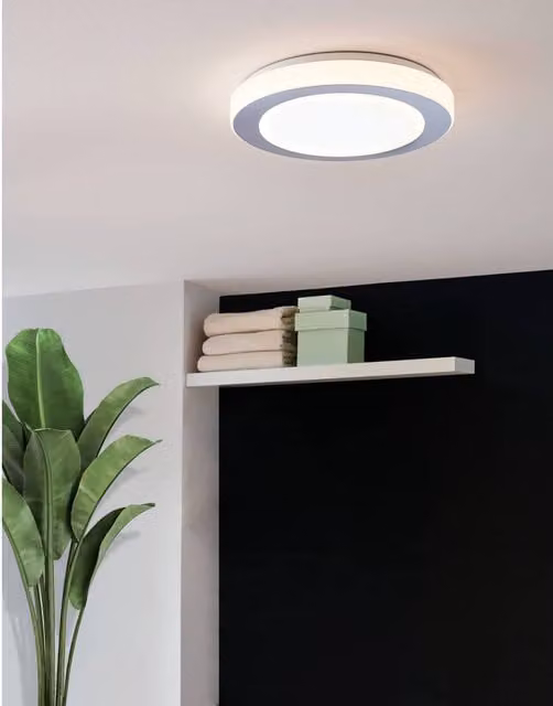 Eglo Carpi LED Ceiling Light in White and Chrome, IP44 Rated, Diameter: 38.5 cm – 1