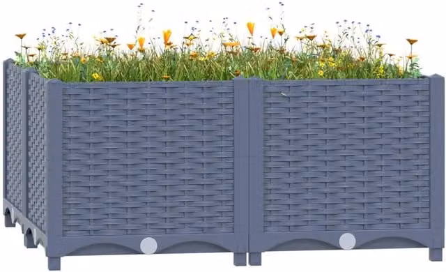 Berkfield Home Grey Polypropylene Raised Bed W/D/H: 80 x 80 x 38 cm