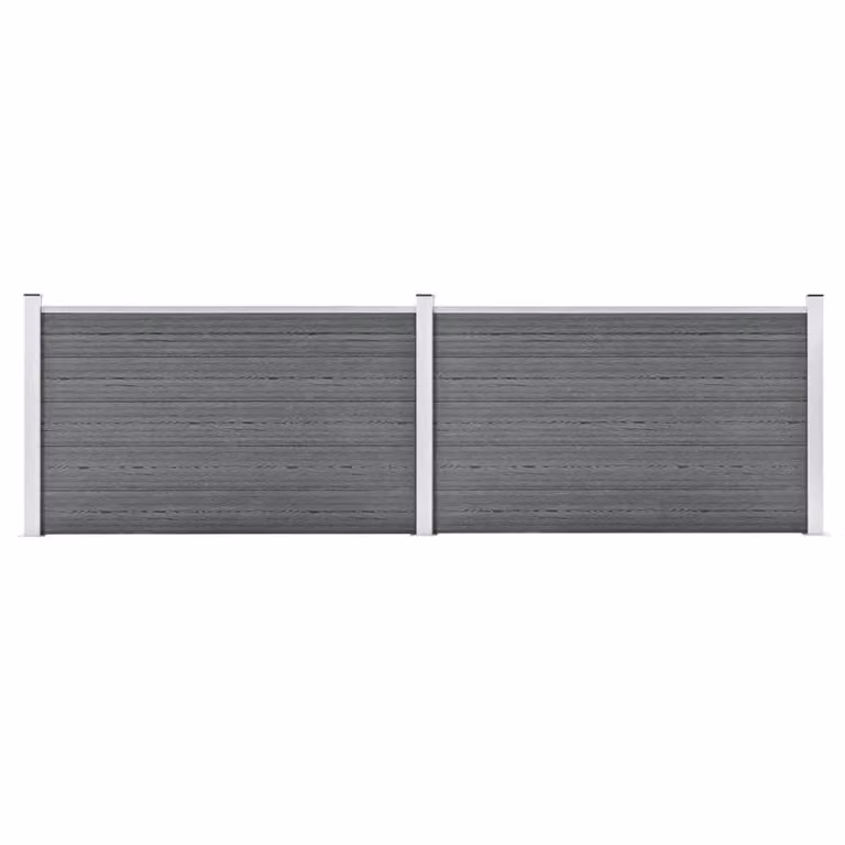Berkfield Home Durable WPC Garden Fence, Grey, W: 353 cm, H: 106 cm