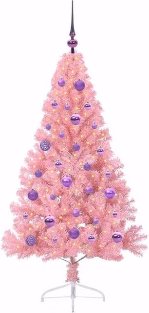 Berkfield Home Beautiful Artificial Pre-lit Pink Christmas Tree with 150 LEDs