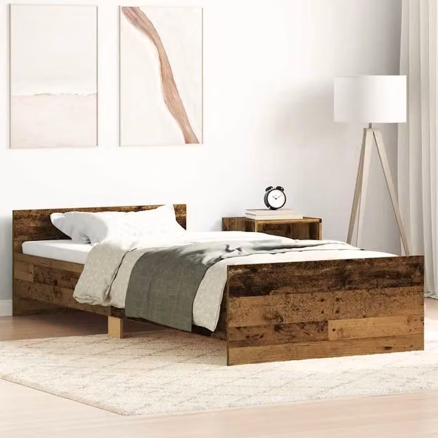 Berkfield Home Bed Frame in Old Wood Brown, W/D/H: 90 x 200 cm – 1