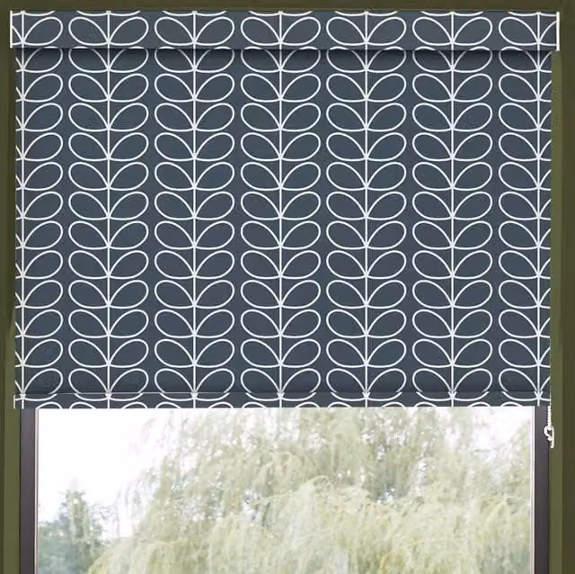 Orla Kiely Linear Stem Made to Measure Blackout Roller Blind in Marine Blue