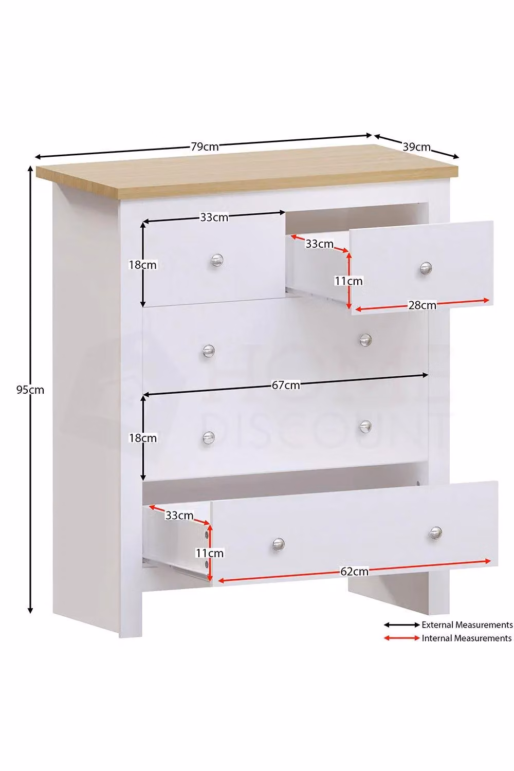 Vida Designs Arlington 3+2 Drawer Chest of Drawers in White – 2