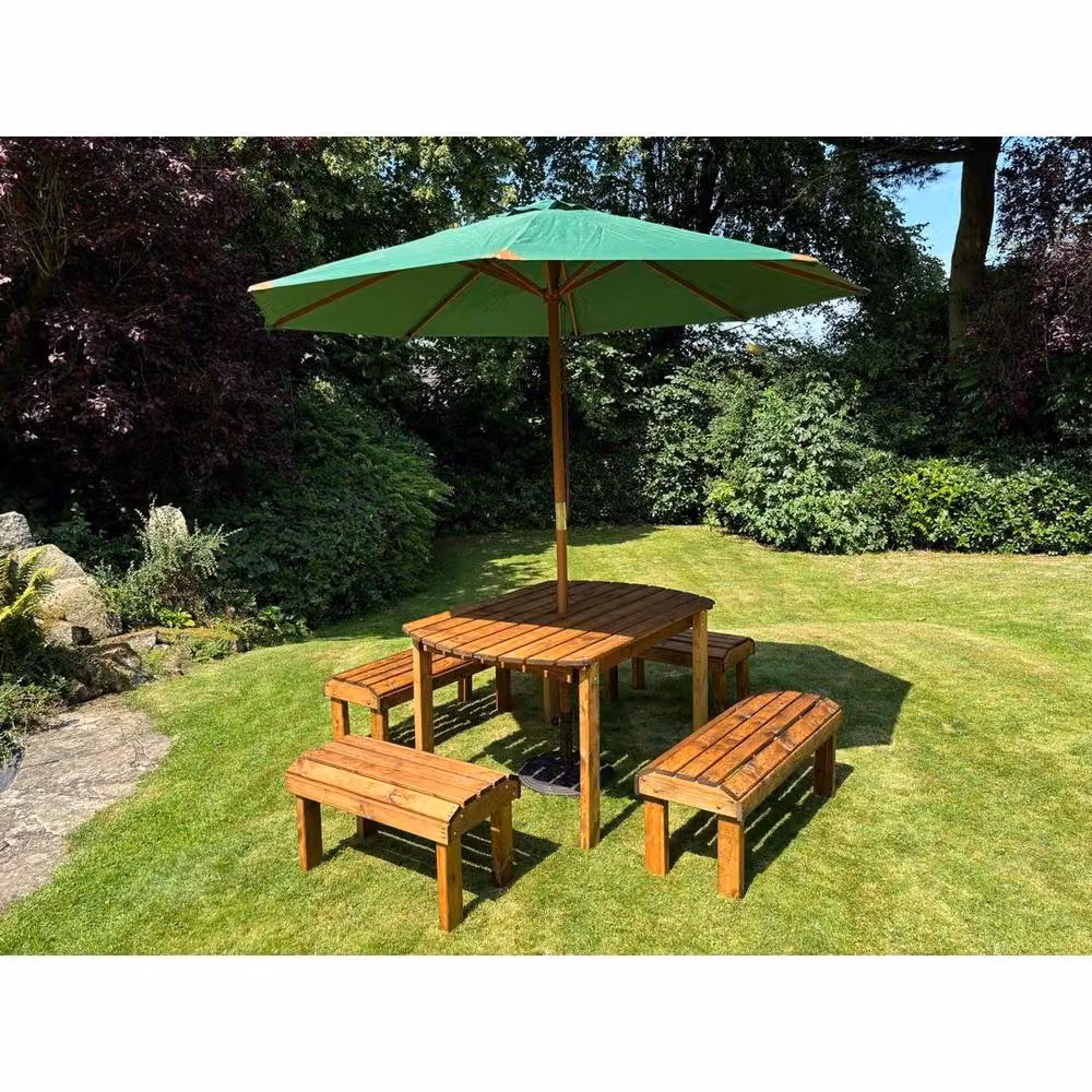 Charles Taylor Knights Six Seater Rectangular Garden Furniture Set in Brown Wood, W/D/H: 245 x 80 x 66 cm – 2