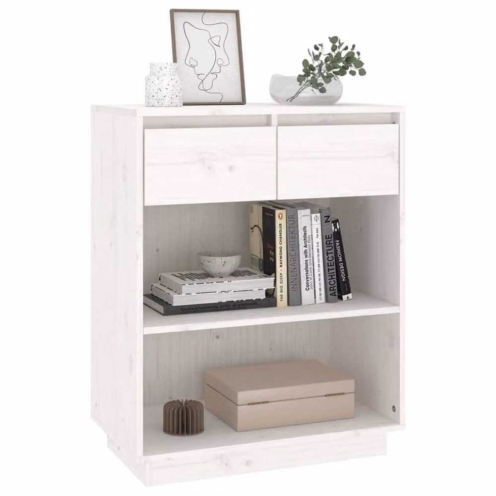 Berkfield Home Beautiful Console Cabinet in White Solid Pine, W/D/H: 60 x 34 x 75 cm – 2