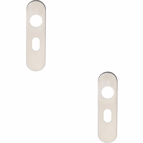 Loops 2 Pack Radius UK Oval Cylinder Plate Cover in Satin Steel, W: 170 mm, H: 45 mm, D: 8 mm