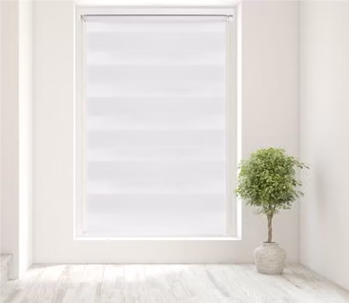 Caecus Day and Night Striped Blind in White, W: 50 cm, H: 210 cm