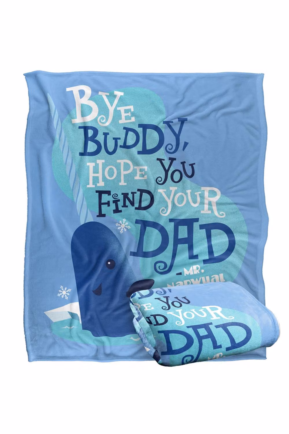 Warner Bros. Elf Hope You Find Your Dad Christmas Throw Blanket, Blue Multicolour, Large – 2