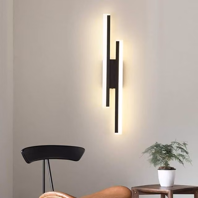 Goeco LED Wall Light in Black, 16 W, Warm White 3000 K, 40 cm